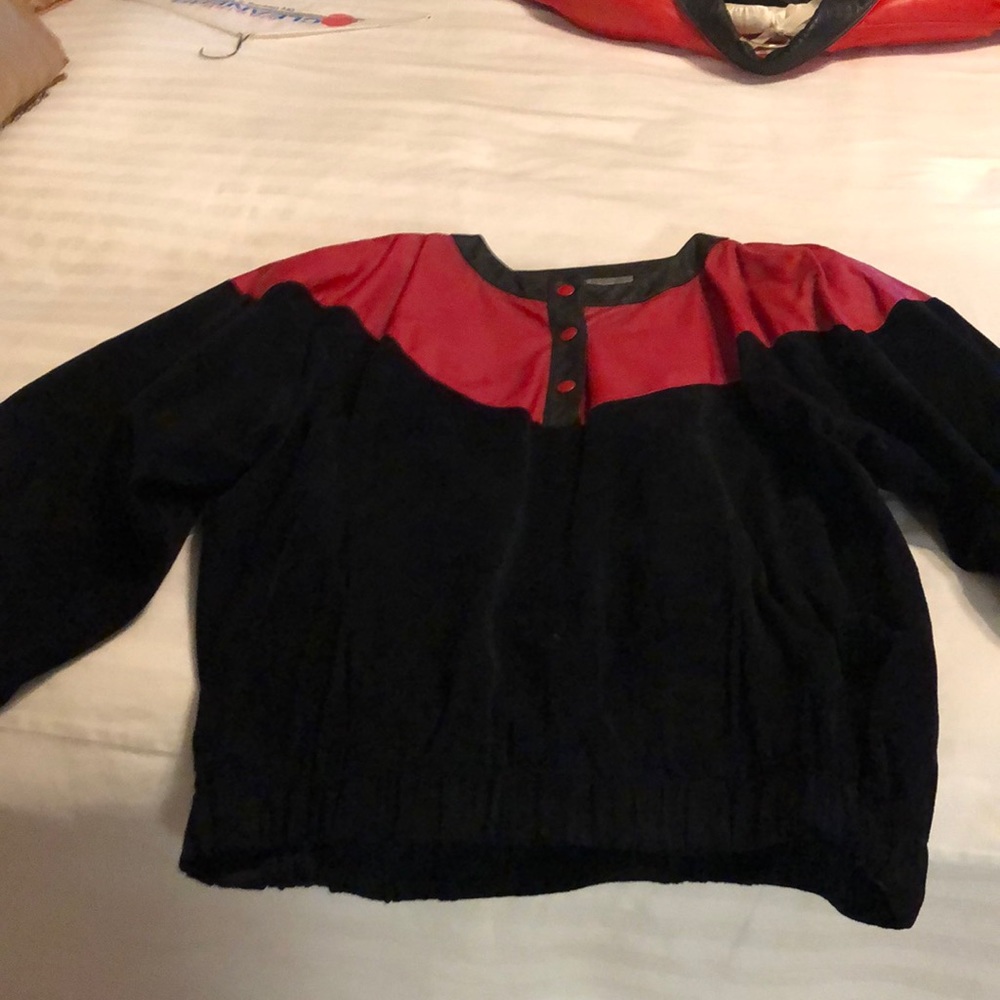 Custom made leather and suede pullover